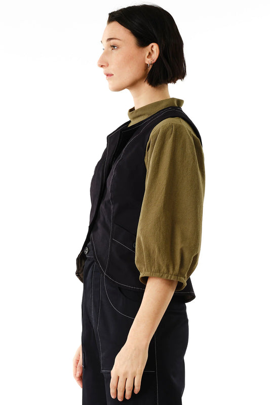 Chic Black Vest from Jennifer Glasgow Design, designed with stylish details for versatile layering