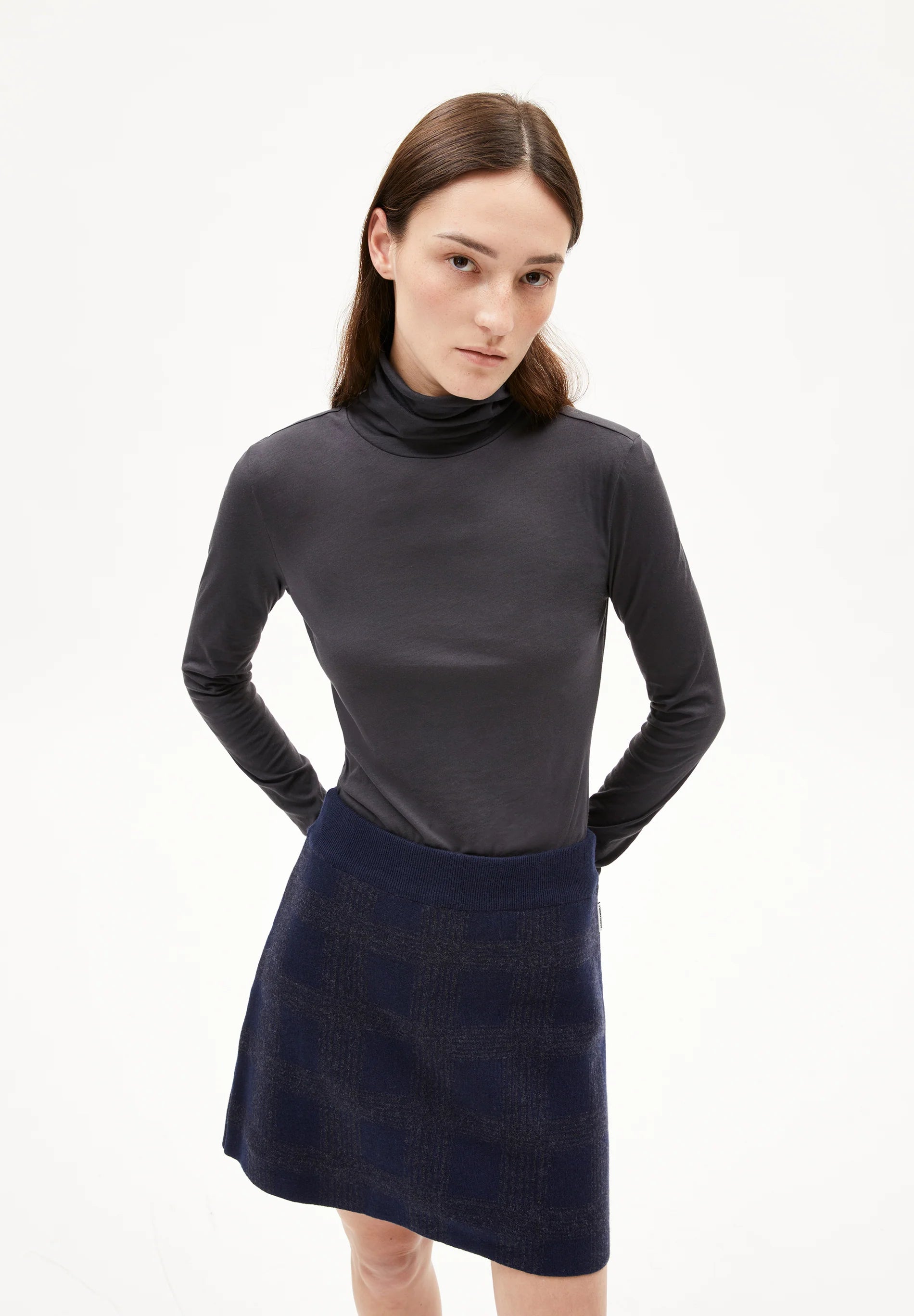 ARMEDANGELS Canada women's grey shirt with a turtleneck design, perfect for casual wear in Kelowna