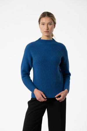 Merino Rib Sweater in Ocean Blue