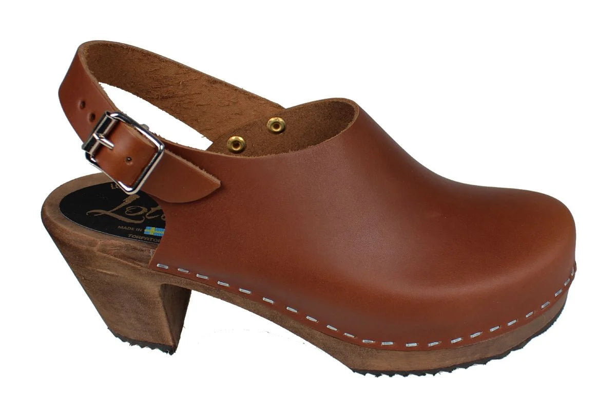 Slingback Clogs in Cinnamon on Brown Base