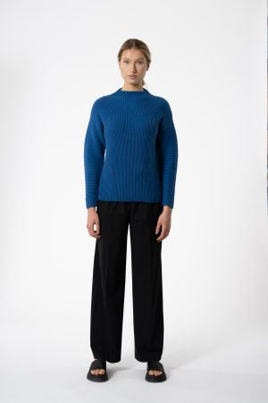 Merino Rib Sweater in Ocean Blue