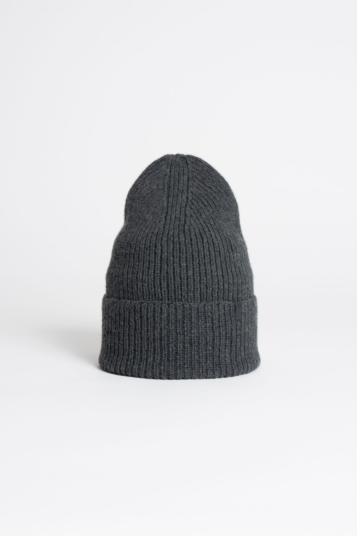 Merino Handknit Rib Hat in Charcoal Grey
