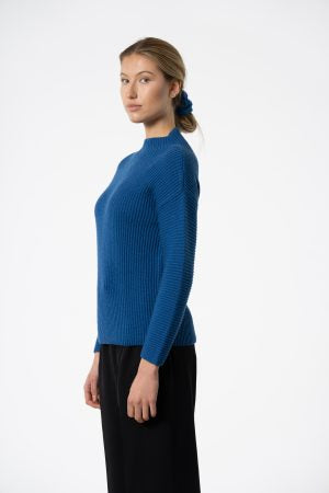 Merino Rib Sweater in Ocean Blue