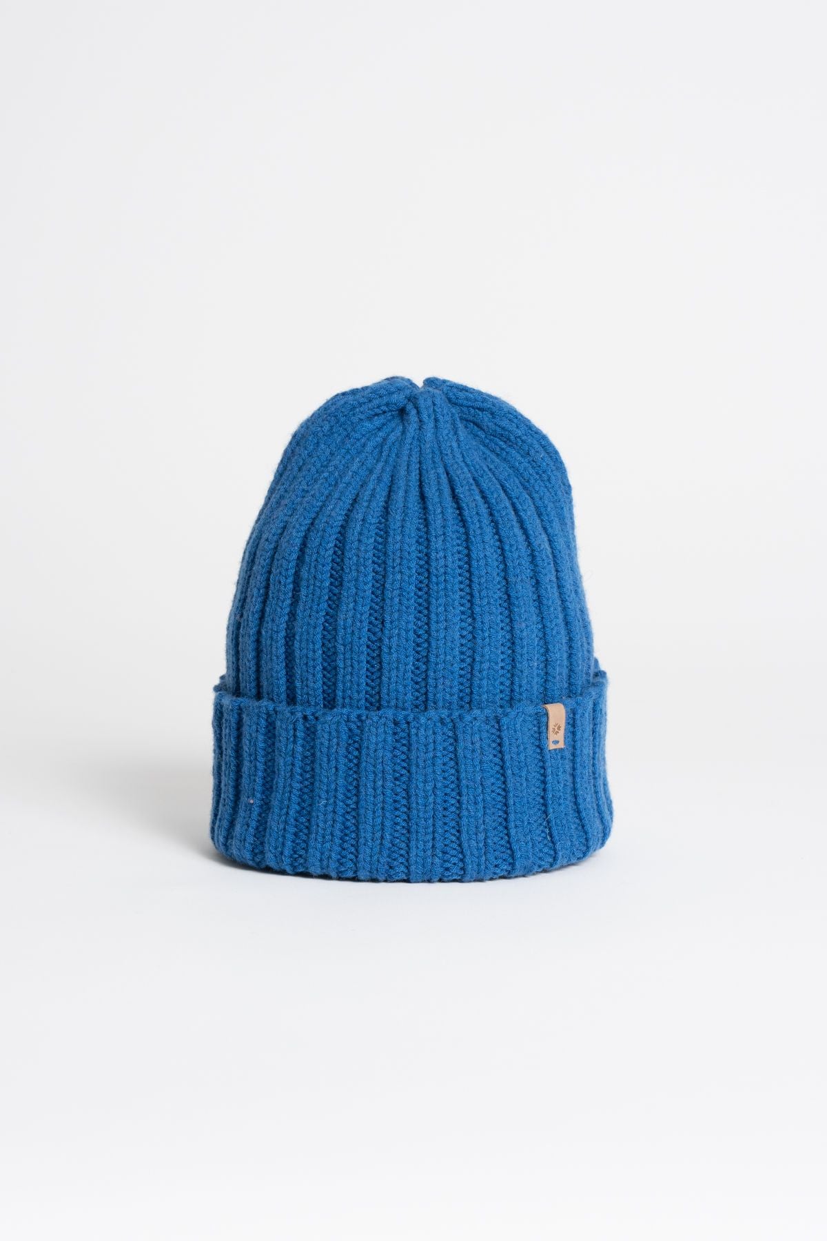 Merino Handknit Thick Rib Hat in Ocean Blue