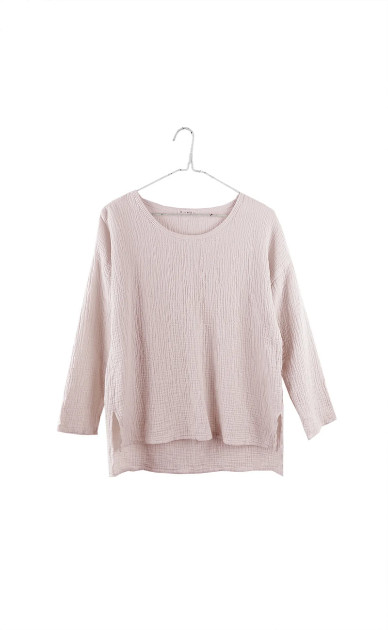 Organic Gauze L/S Top in Light Blush