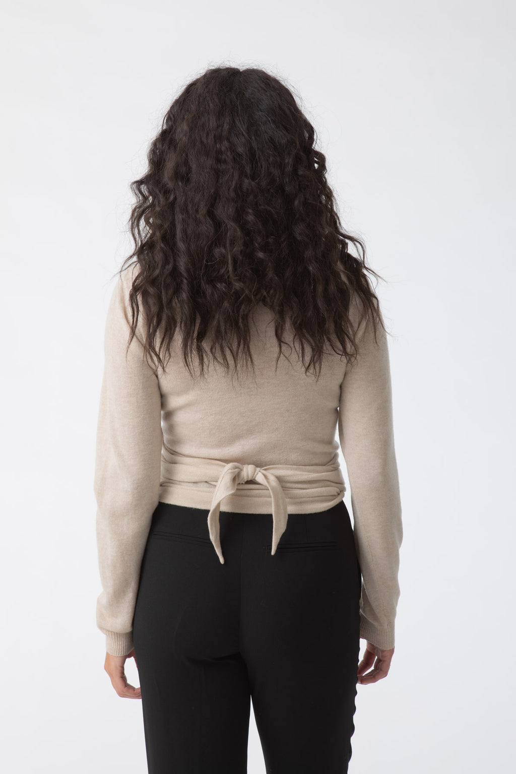 Merino Wrap Cardigan in Almond White