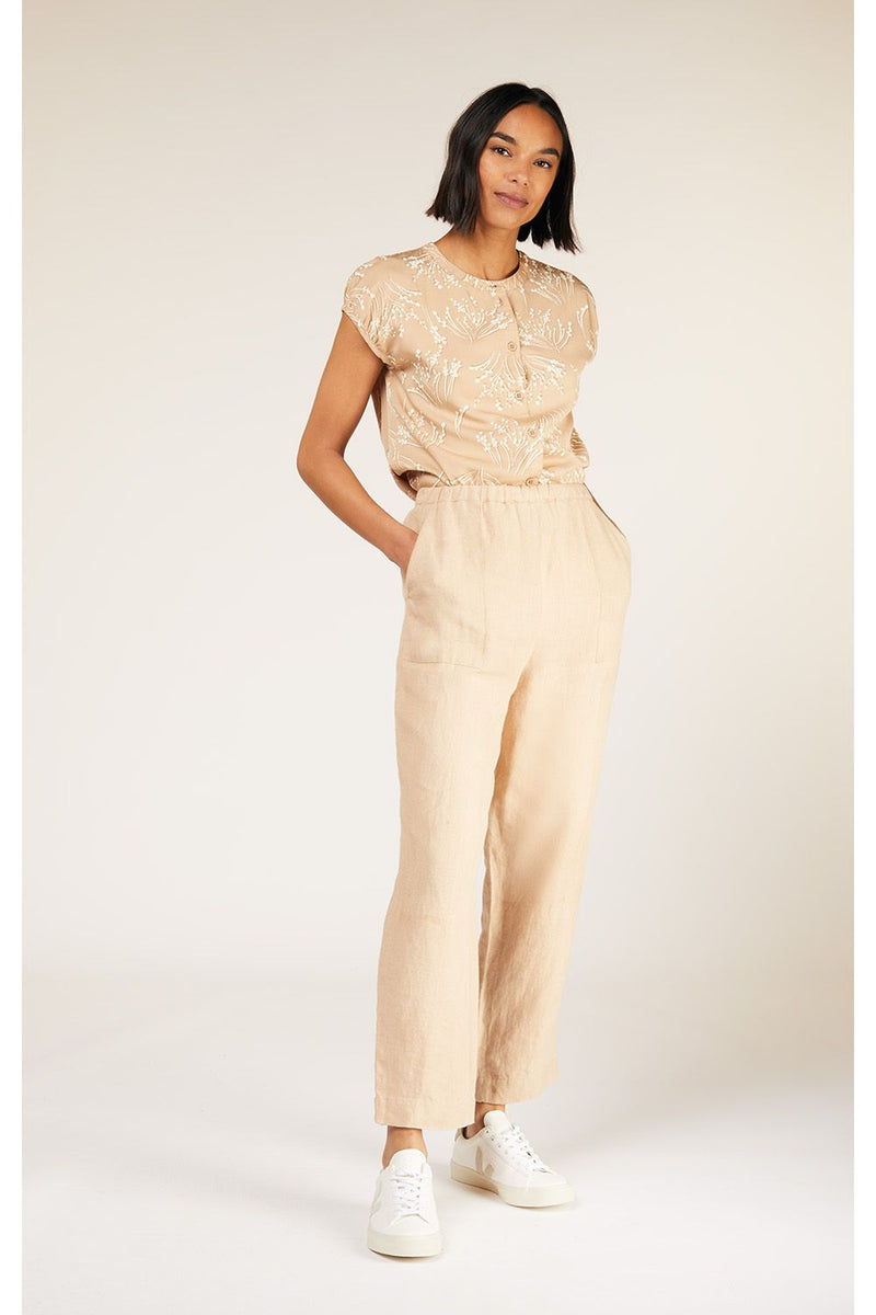 People Tree Lydia Linen Trousers in Stone