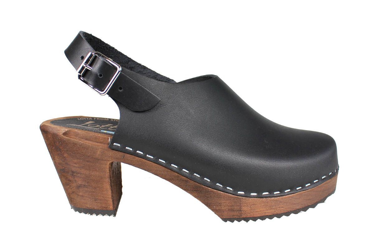 Swedish Clogs LOTTA BLACK Sandals Moccasins Wooden Women Clogs