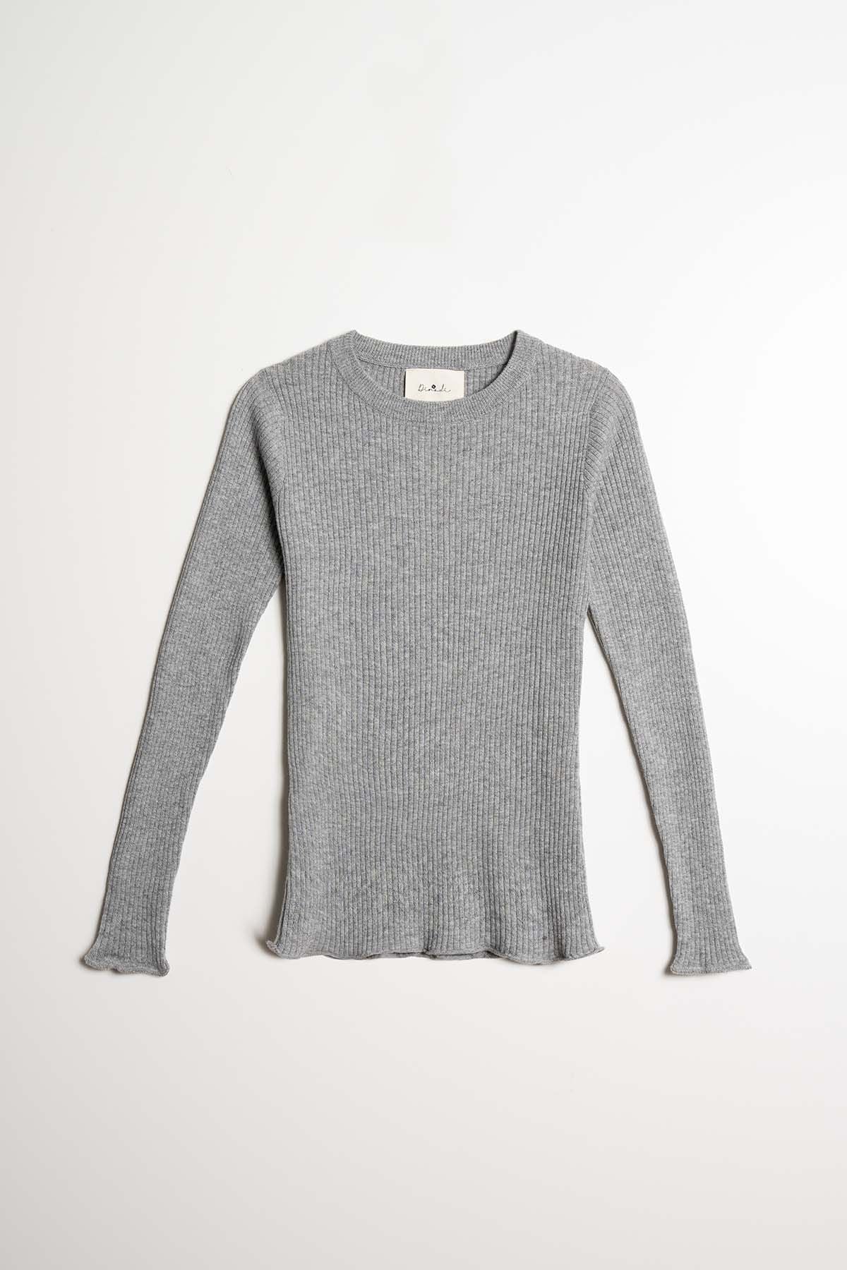 Merino Fitted Rib Sweater in Flint Grey