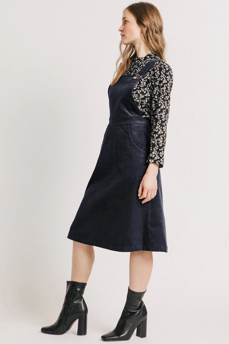 Archer Overall Dress in Charcoal Corduroy
