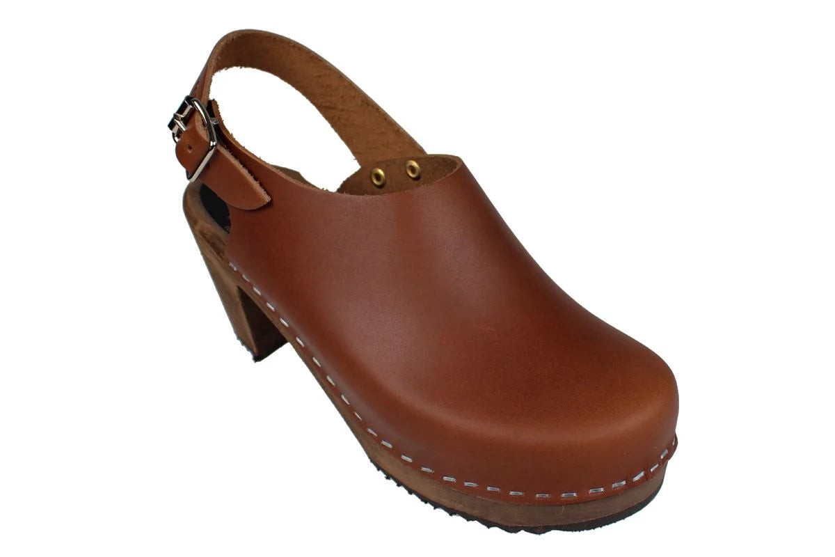 Slingback Clogs in Cinnamon on Brown Base