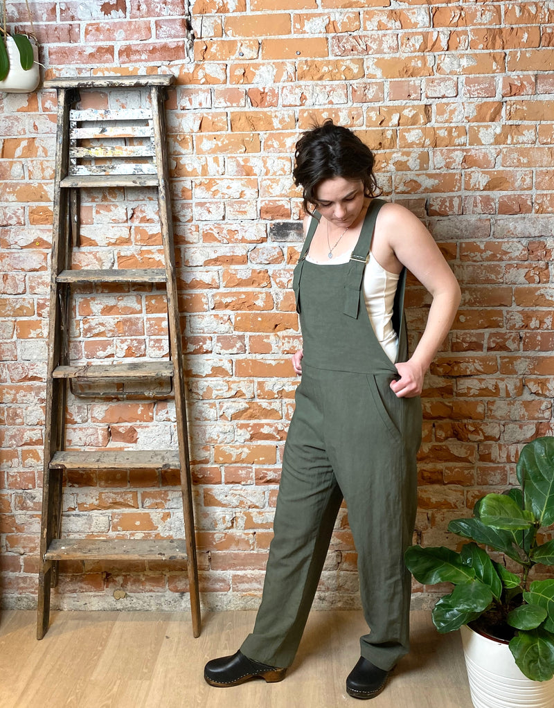Lennox Overall in Khaki Linen
