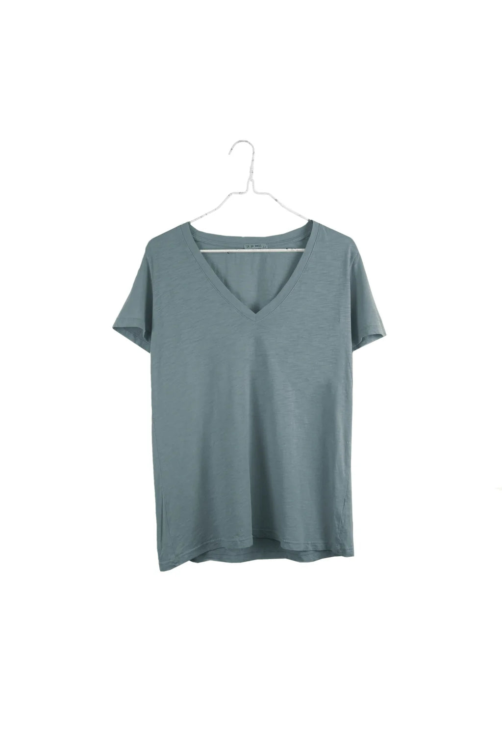 V-Neck T-Shirt in Blue Grey