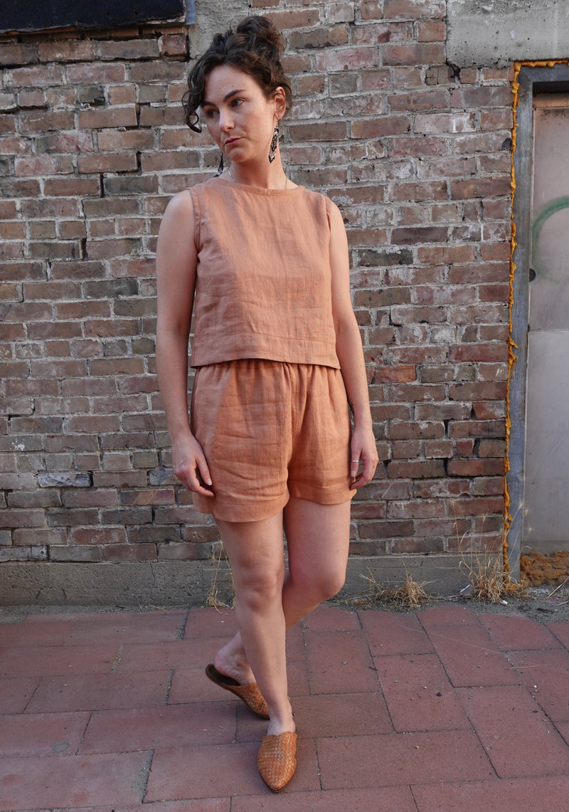 Shelter Lou Crop Tank in Sunbake
