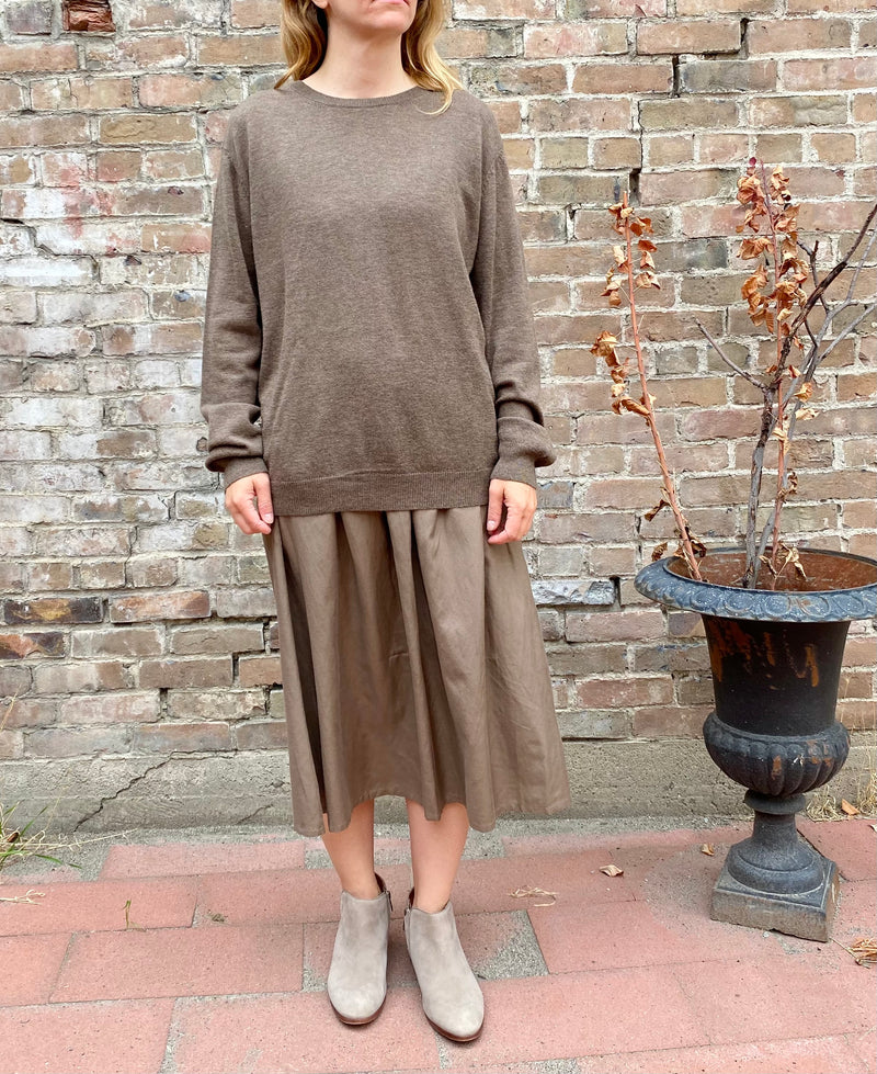 Dinadi Merino Wool Unisex Sweater in Nutmeg Brown made in Nepal 