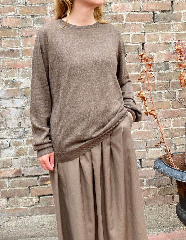 Dinadi Merino Wool Unisex Sweater in Nutmeg Brown made in Nepal 