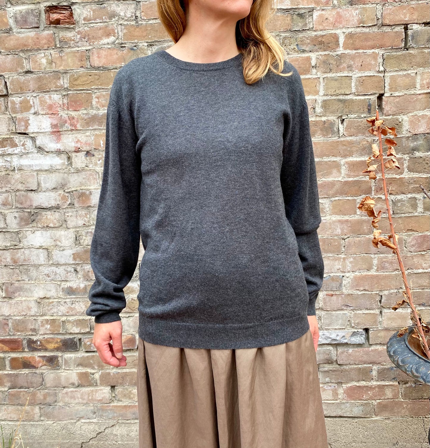 Dinadi Merino Wool Unisex Sweater in Charcoal Grey made in Nepal 