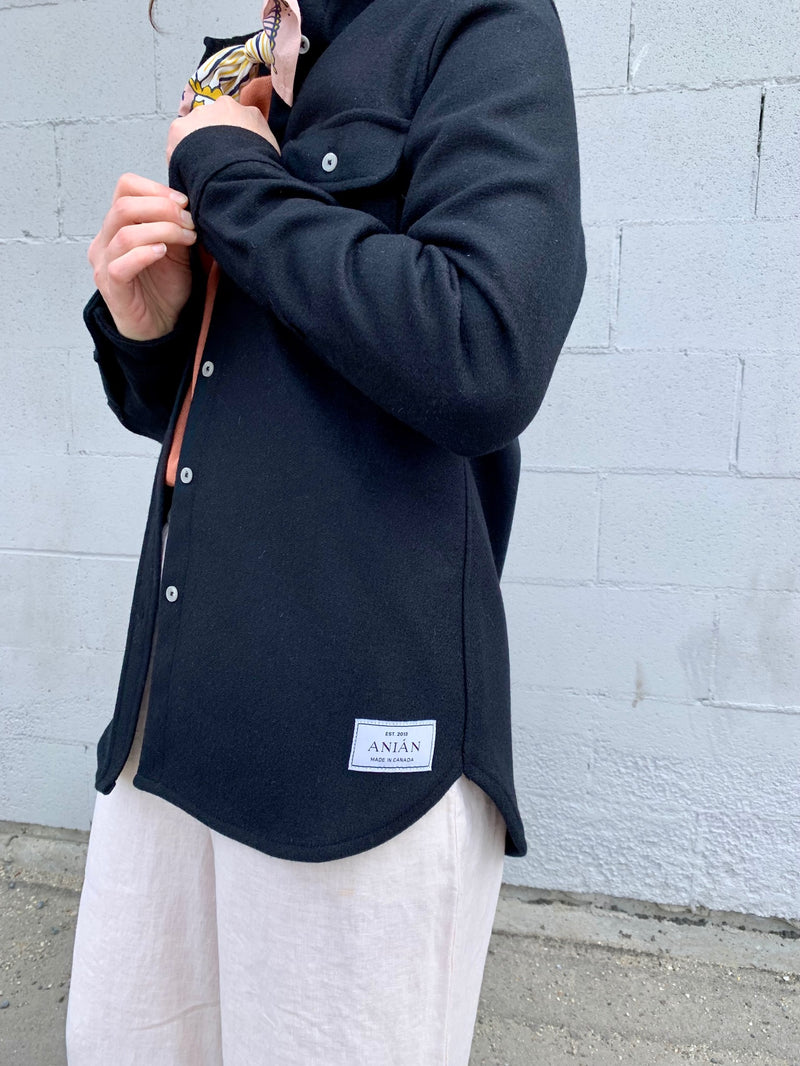 Women's Berlino Wool Button-Up in Raven