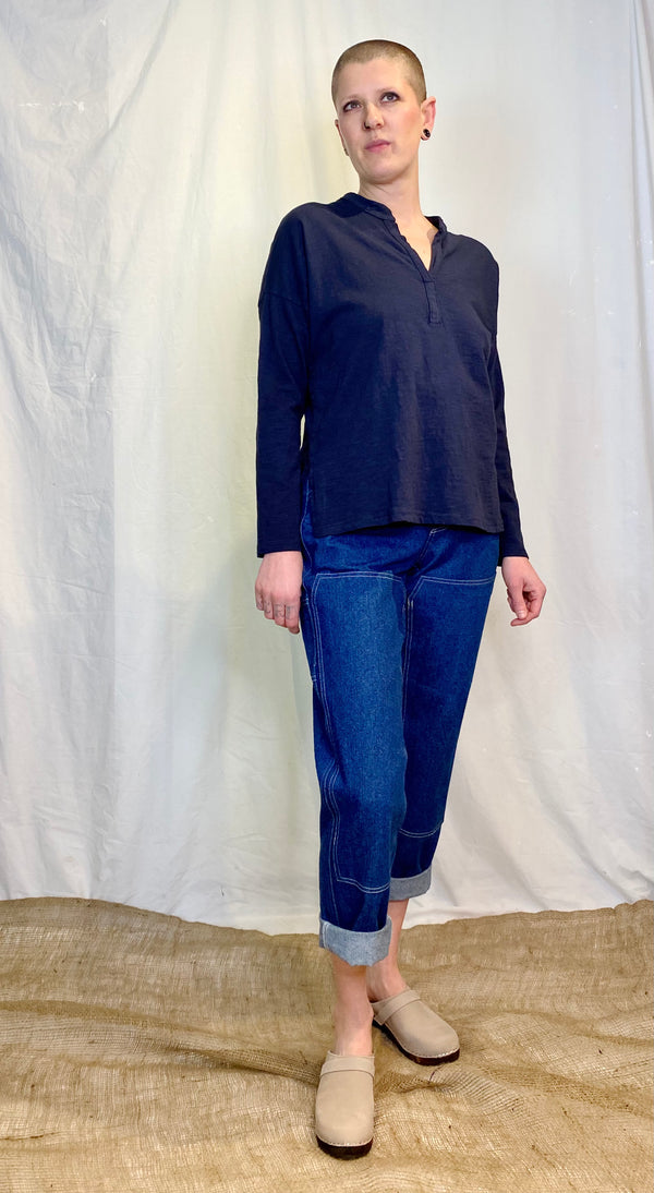 It Is Well L.A Henley Tee-Shirt in Dark Navy
