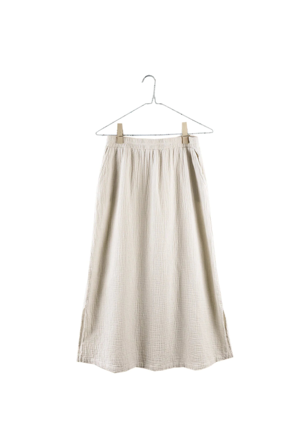 Organic Gauze Slit Skirt in Natural