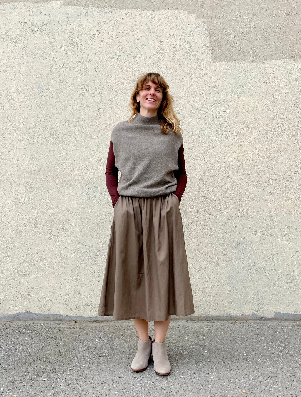 Dinadi Yak Wool Vest in Oat Brown made in Nepal 