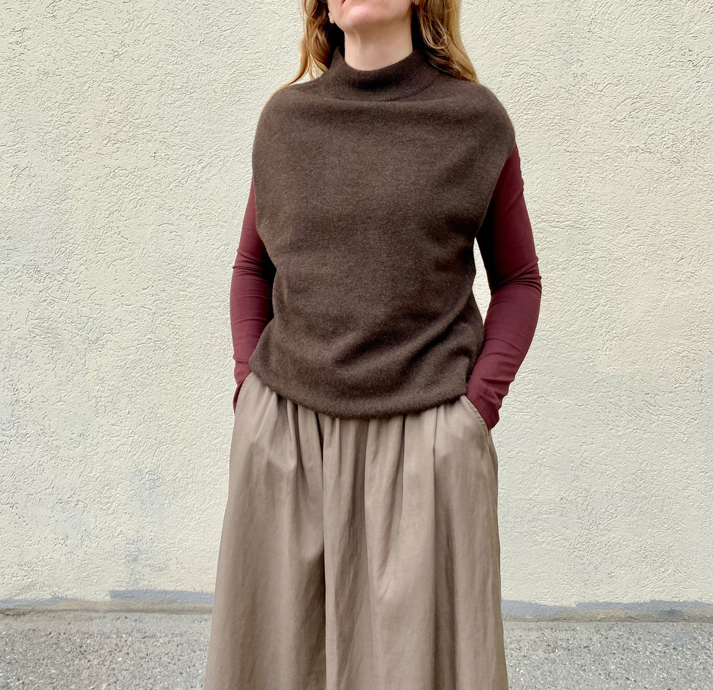 Dinadi Yak Wool Vest in Dark Brown made in Nepal 