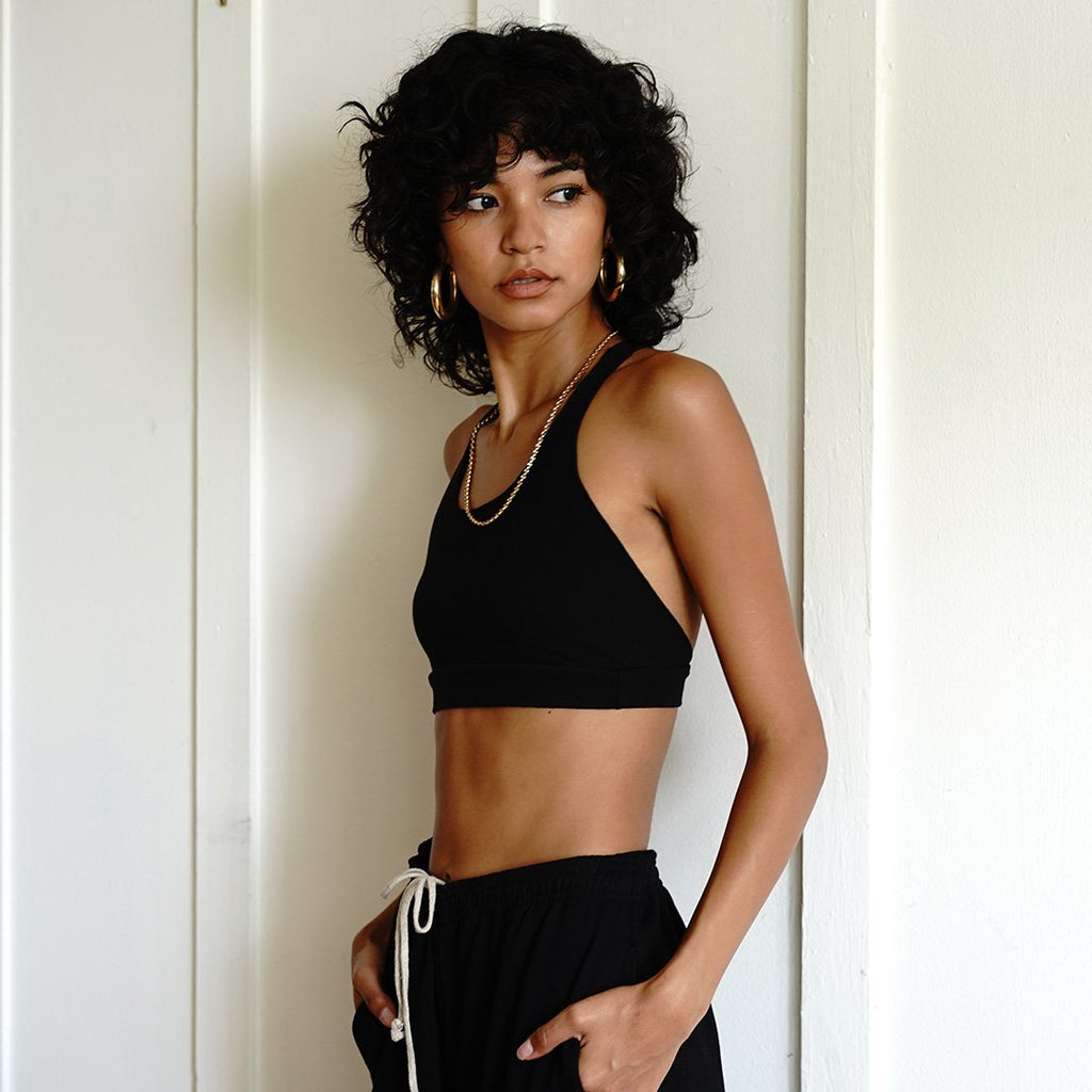 Groceries Apparel T-Back Bralette in Black