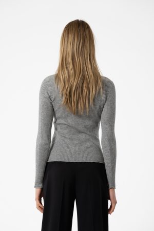 Merino Fitted Rib Sweater in Flint Grey