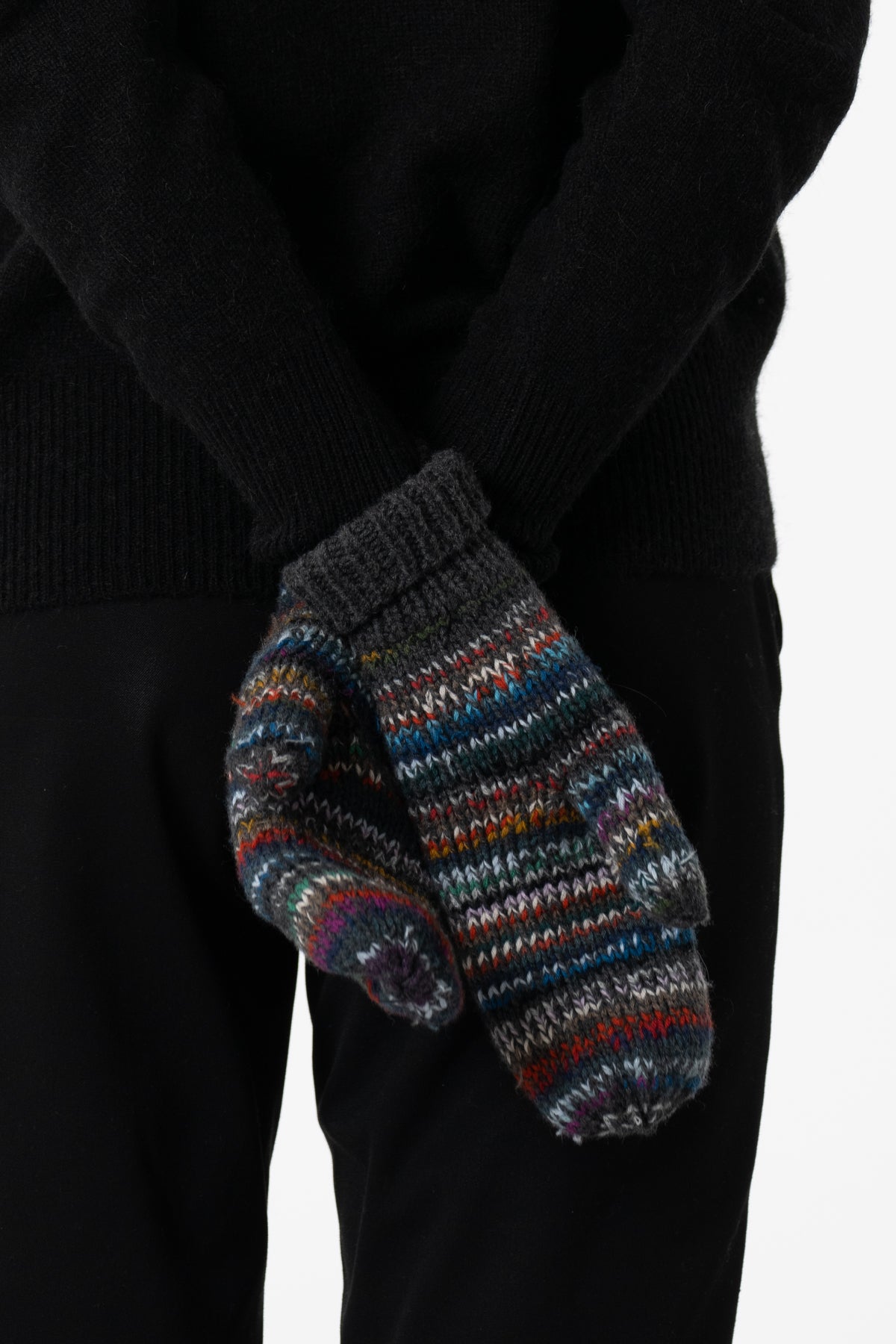 Merino Handknit Zero Waste Mittens in Multi Colour