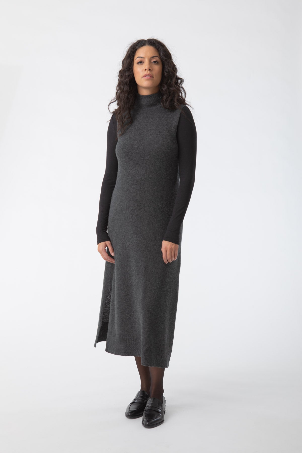 Grey turtleneck sweater dress on sale