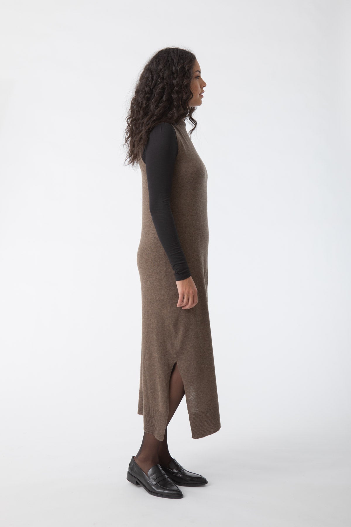 Merino Sweater Dress in Nutmeg Brown