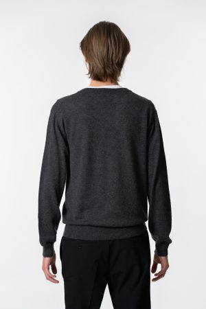 Merino Unisex V-Neck Sweater In Charcoal Grey