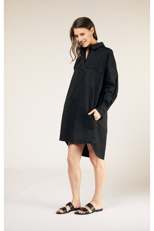 People Tree Sophia Shirt Dress in Black 