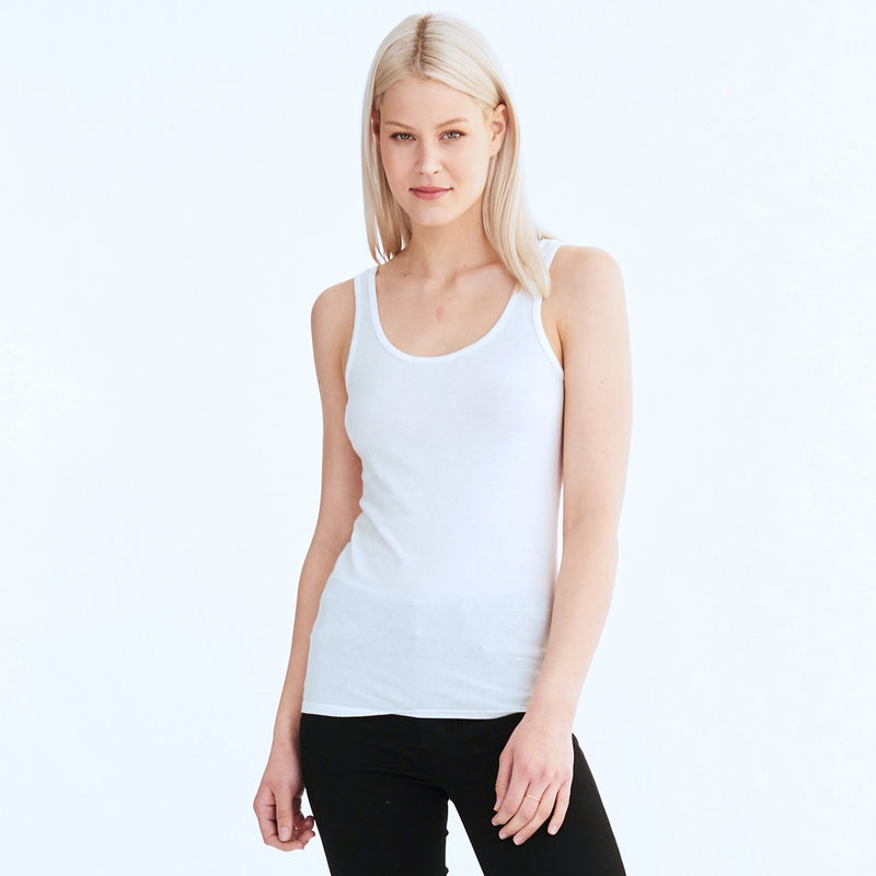 Groceries Apparel Scoop Neck Tank in White & Black
