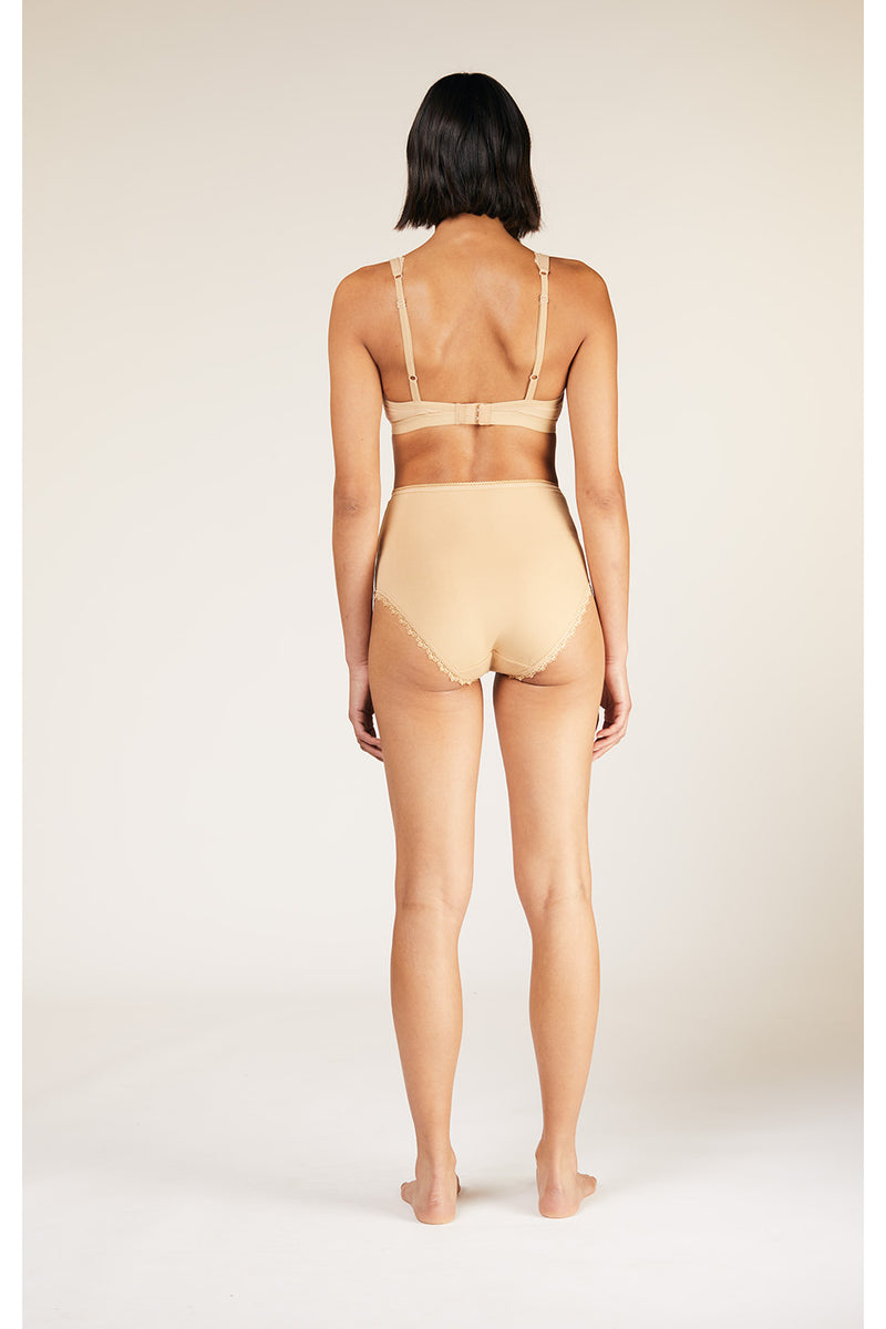 Lace Trim Triangle Bra in Almond