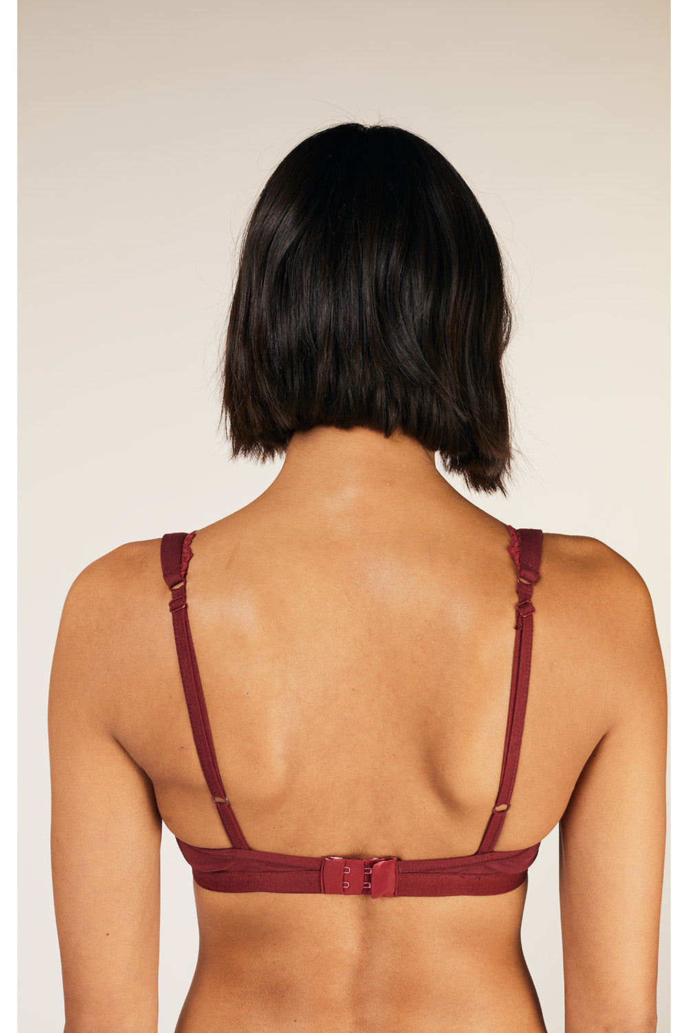 Lace Trim Triangle Bra in Burgundy