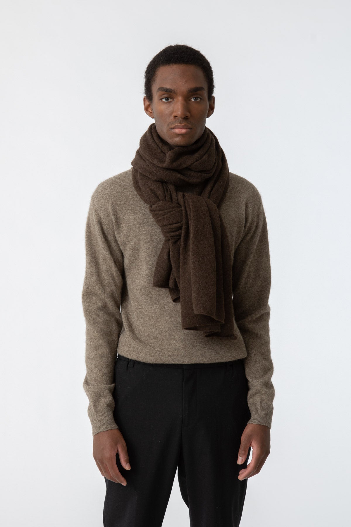 Dinadi Yak Wool Scarf in Dark Brown