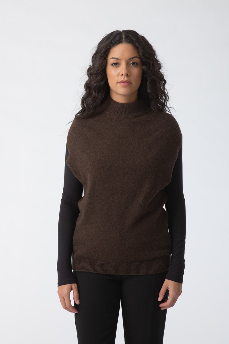 Yak Wool Vest in Dark Brown
