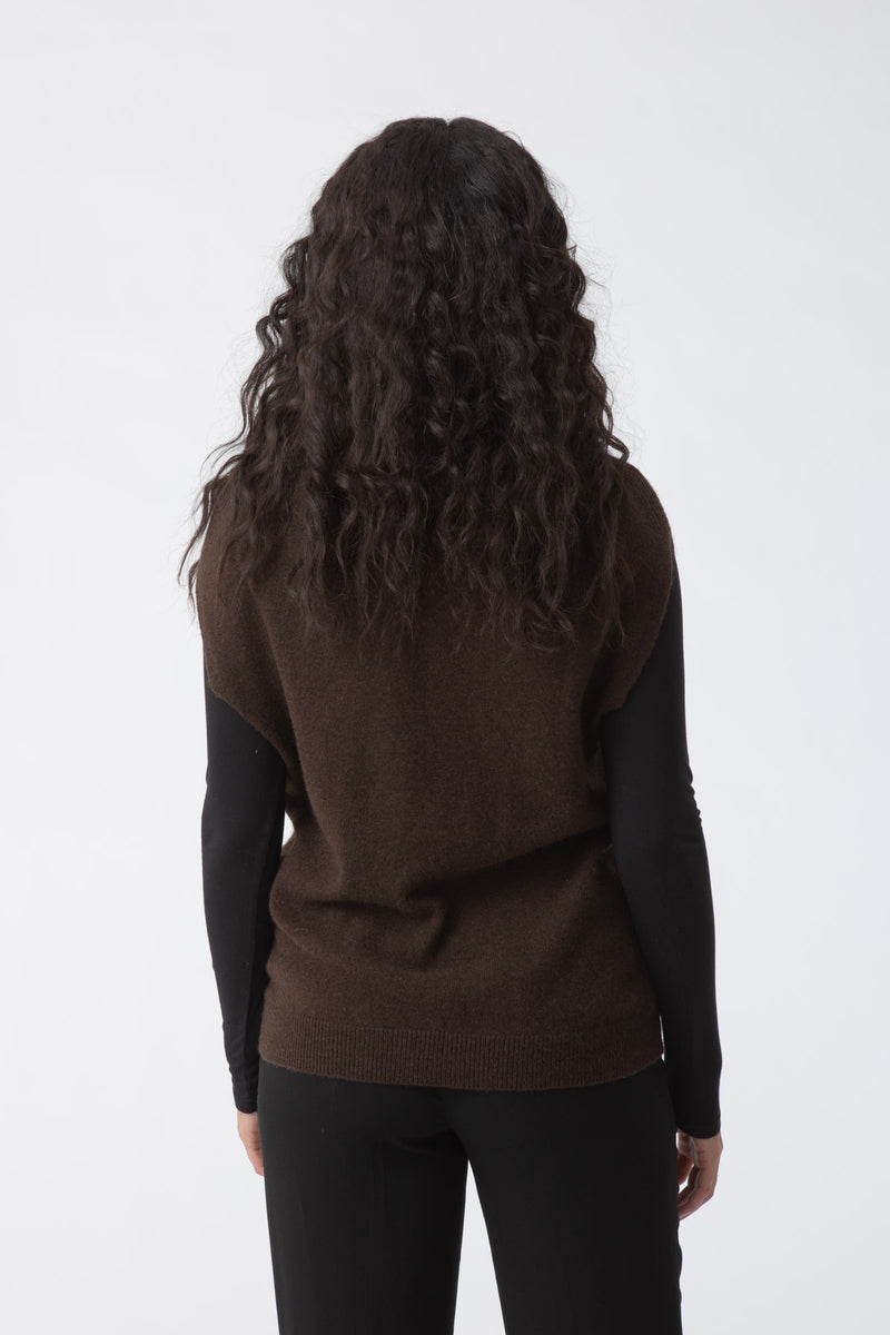 Yak Wool Vest in Dark Brown