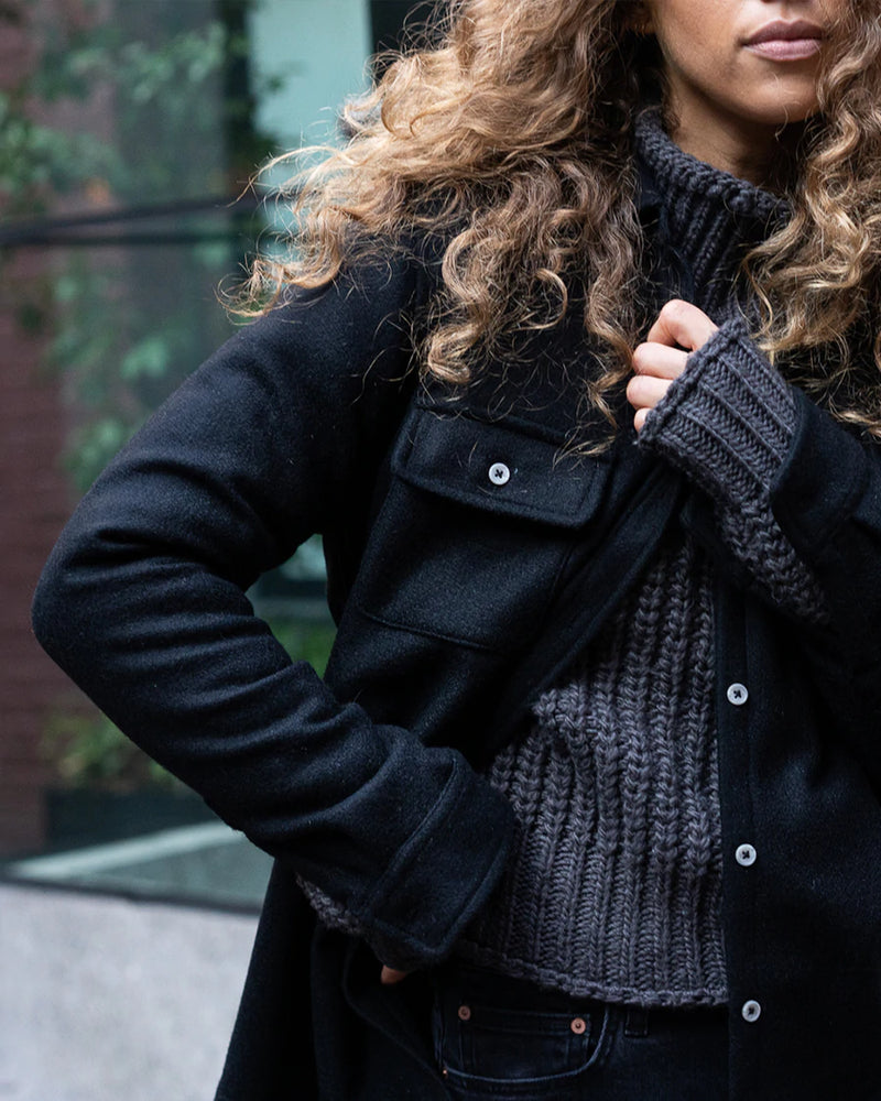 Women's Berlino Wool Button-Up in Raven