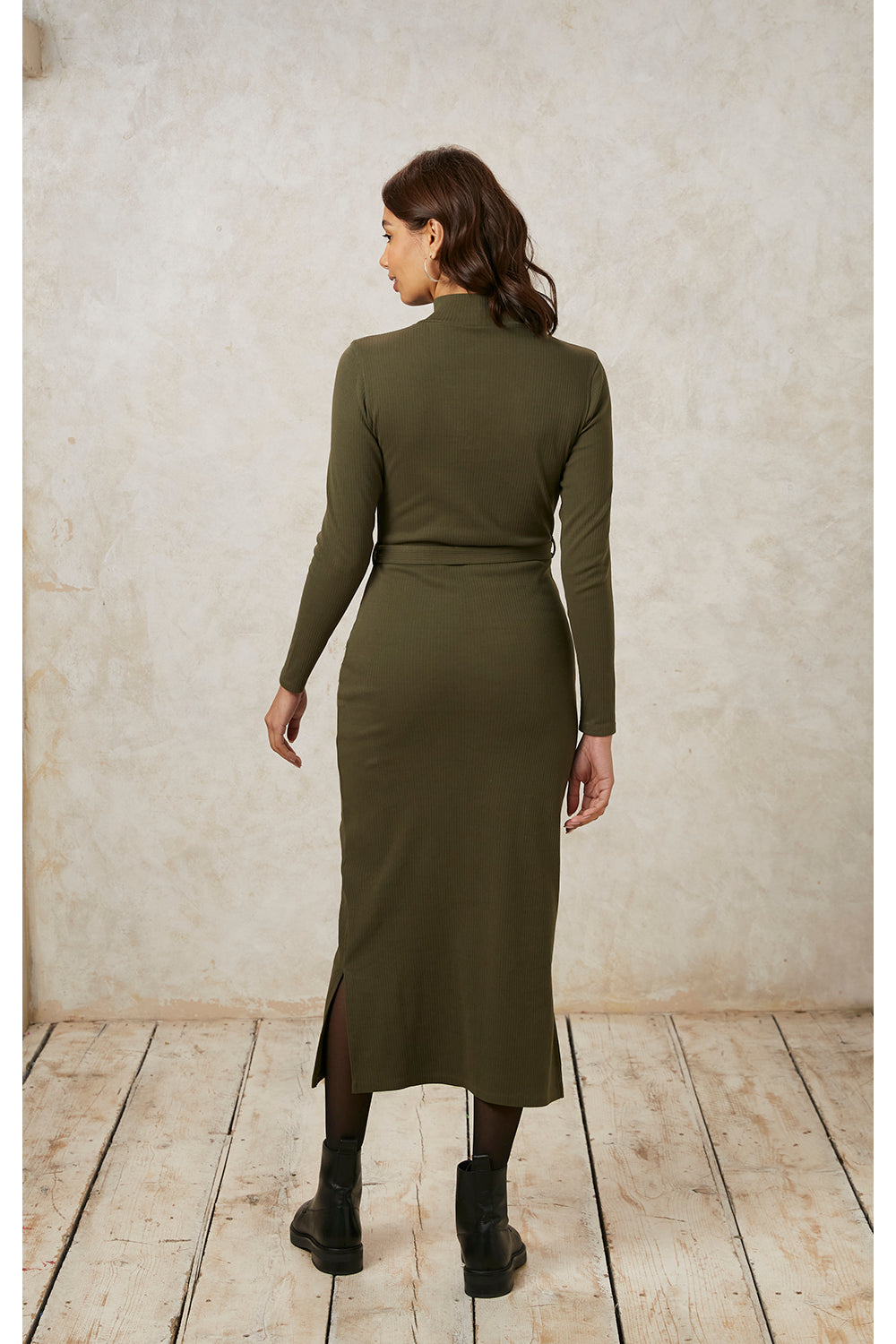 Khaki dress 2024 with sleeves