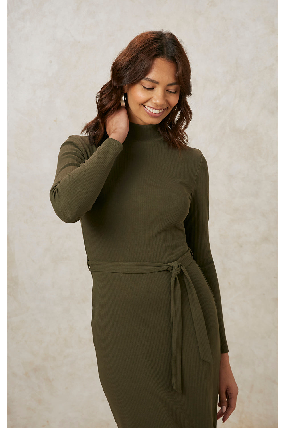 Khaki dress cheap with sleeves