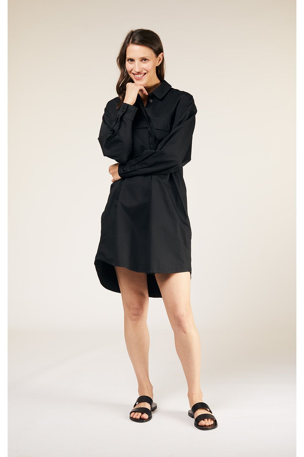 People Tree Sophia Shirt Dress in Black 