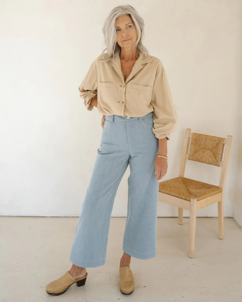 House Blouse in Sand Raw Silk