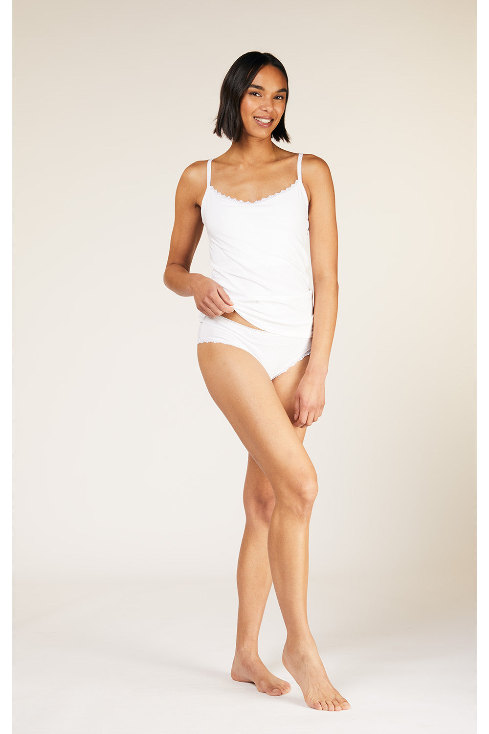 Hidden Support Lace Trim Cami In White – Textile Apparel