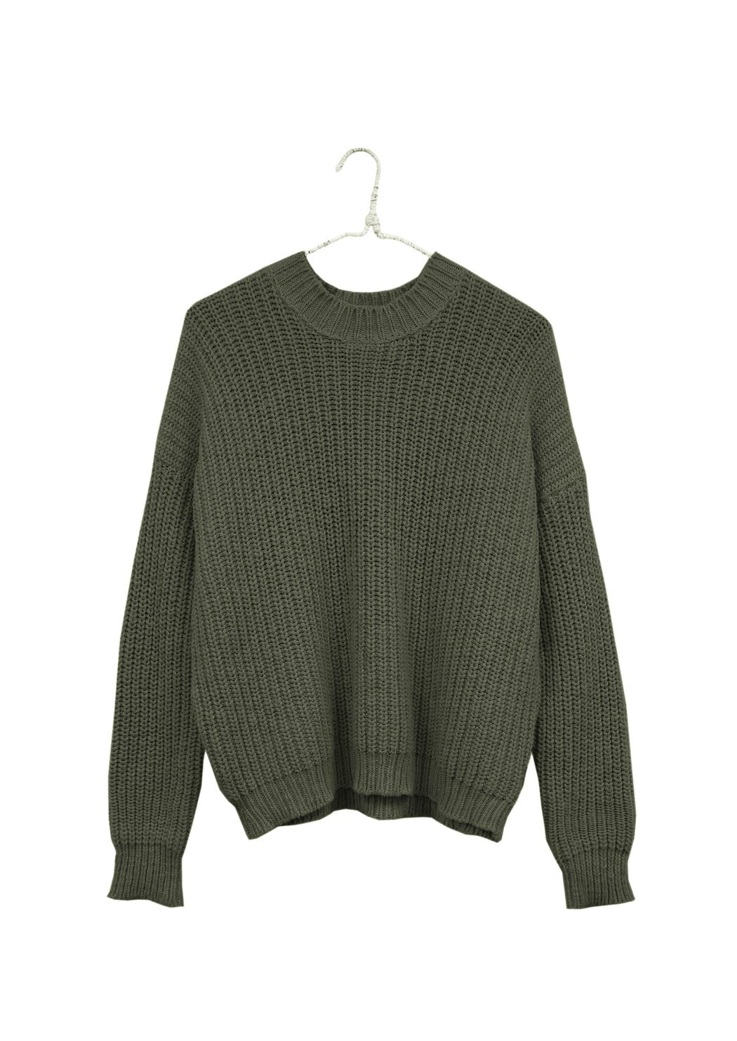 Chunky Pull-On Sweater in Olive