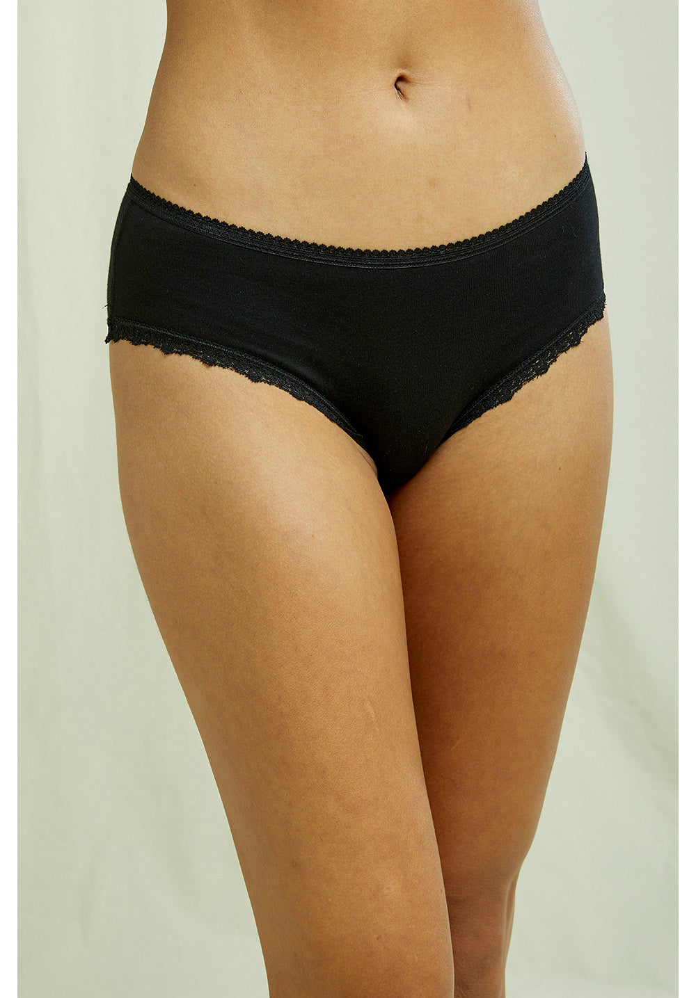 High waisted hipster brief with lace - Black - Sz. 42-60