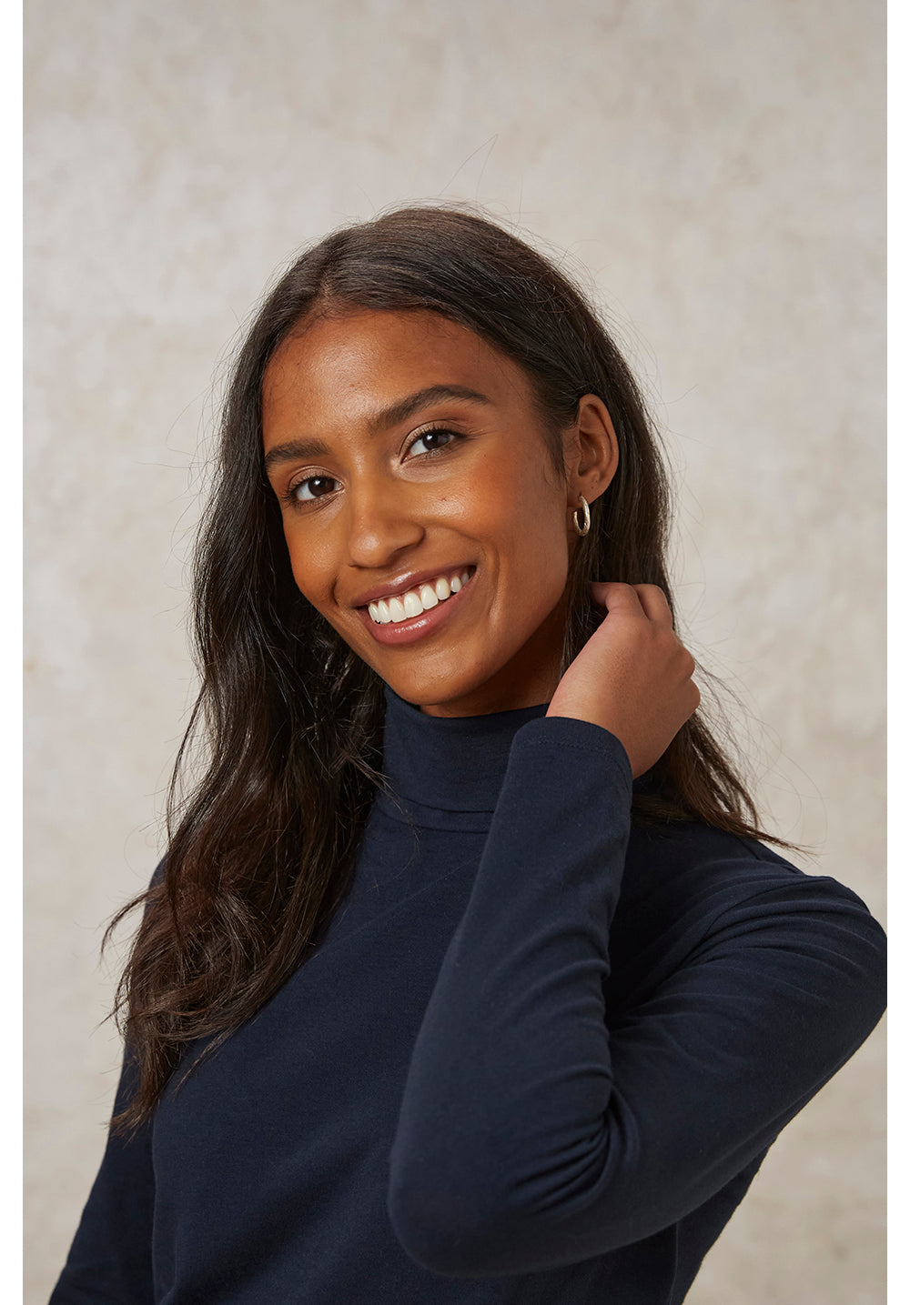 Laila Roll Neck Top in Navy