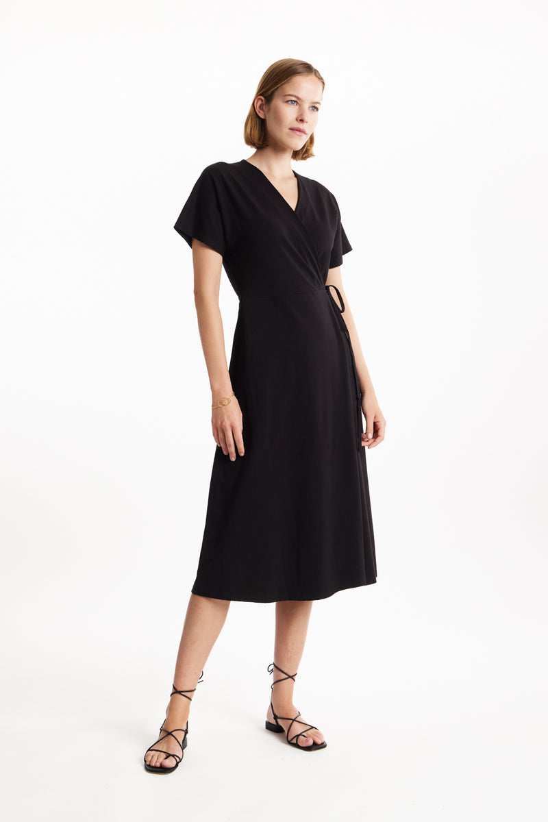 Leora Wrap Dress in Black